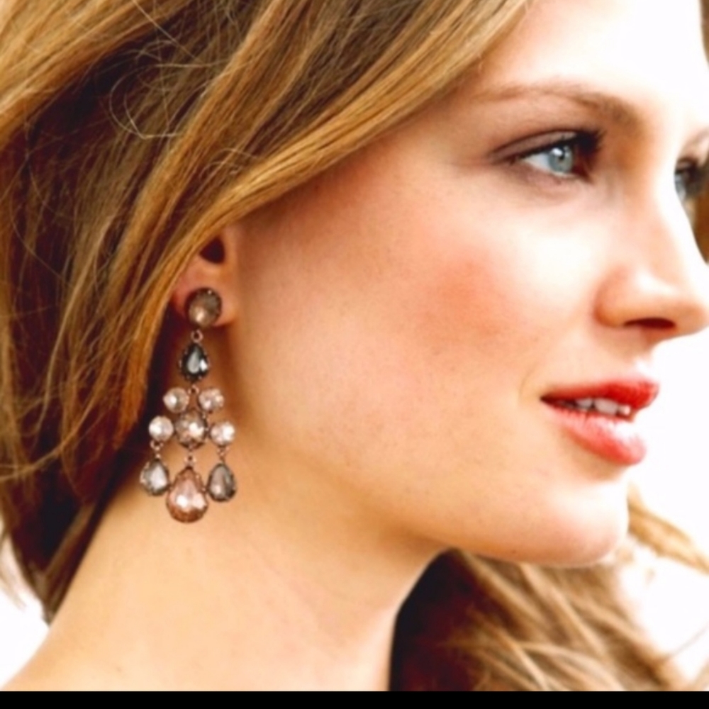 Amber toned crystal chandelier earrings